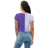 Close-up of Sakura Serenity Women's Crop Tee fabric and pattern.